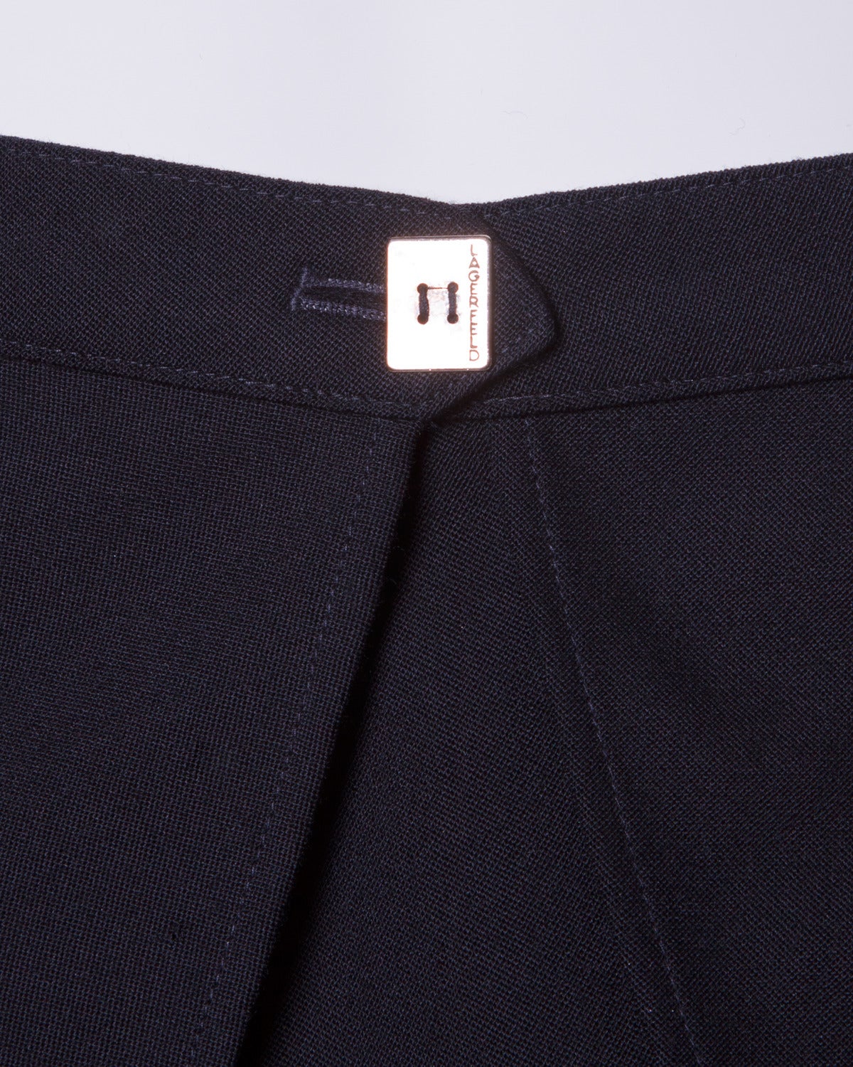 Karl Lagerfeld Vintage 1990s 90s Black Wool Skirt with Back Detail In Excellent Condition In Sparks, NV
