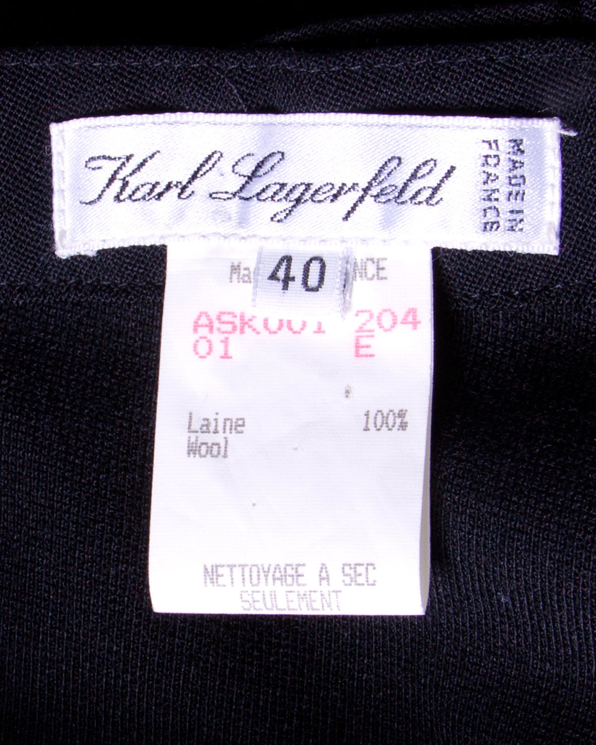 Karl Lagerfeld Vintage 1990s 90s Black Wool Skirt with Back Detail 3