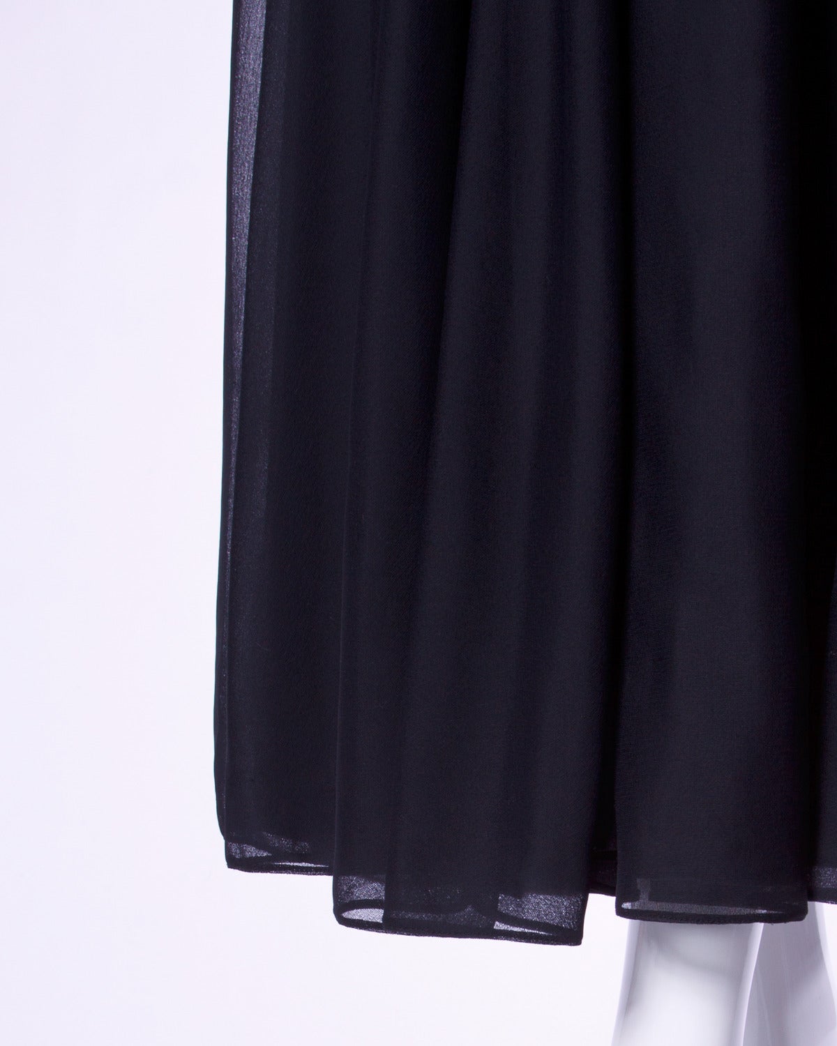 Victoria Royal Ltd. for I. Magnin Vintage 70s Metallic Beaded Black Silk Gown 2
