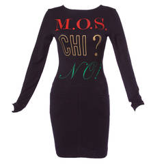 Moschino Vintage 1990s 90s Graphic "M.O.S. CHI? NO!" Shirt Dress 2