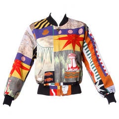 Moschino Vintage 1990s 90s Photo Print Collage Bomber Jacket