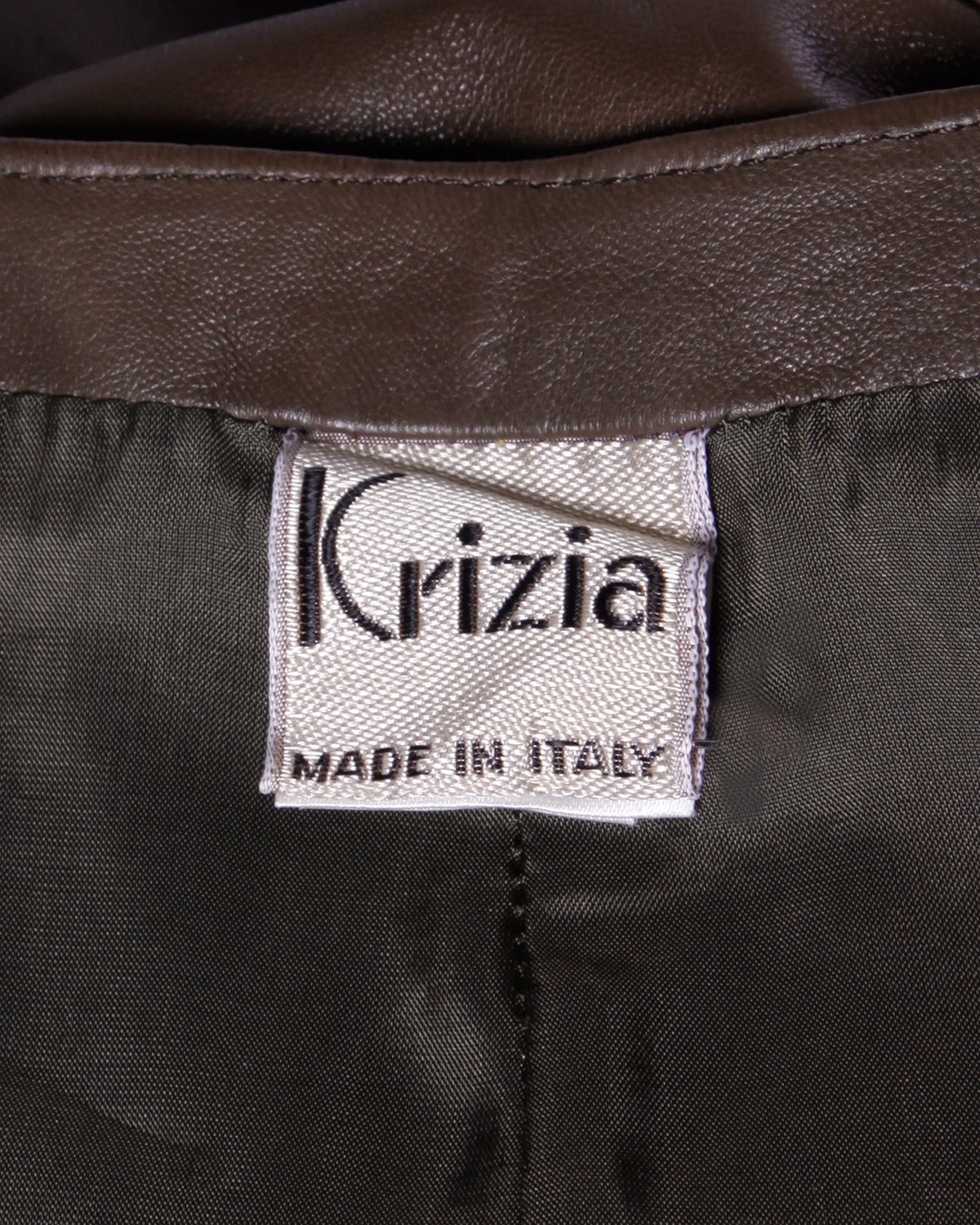 Krizia Vintage 1990s 90s Olive Green Buttery Sheepskin Leather Skirt 1