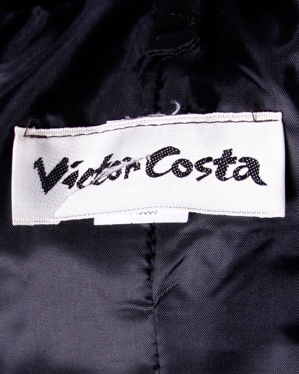 Victor Costa Vintage 1980s 80s Avant Garde Striped Peplum Long Formal Dress 2