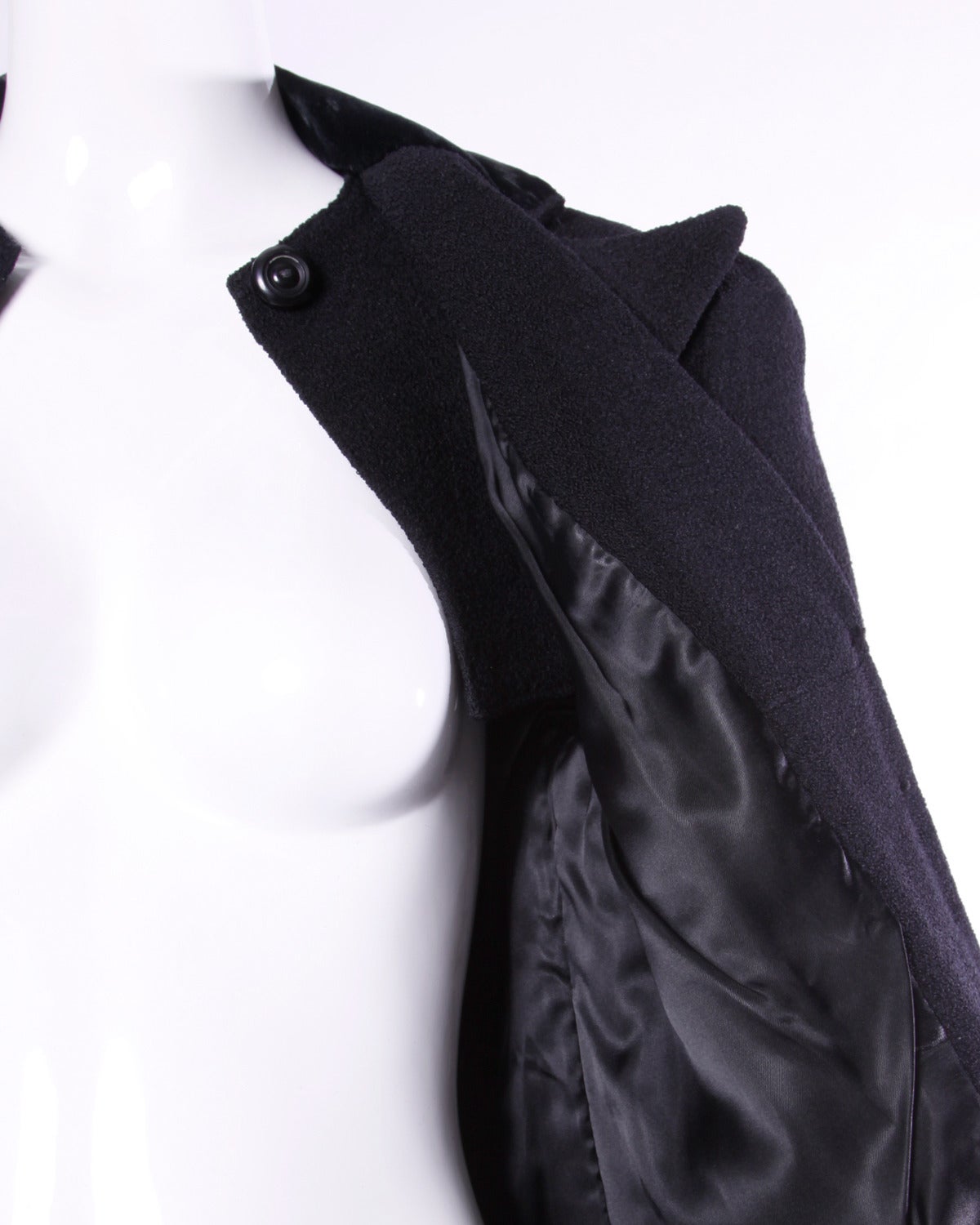 Elegant Vintage 1940s 40s Black Wool Princess Coat with Bold Shoulders 1