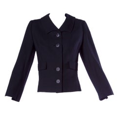 Pristine Irene Lentz Vintage 1940s 40s Black Wool Blazer or Suit Jacket