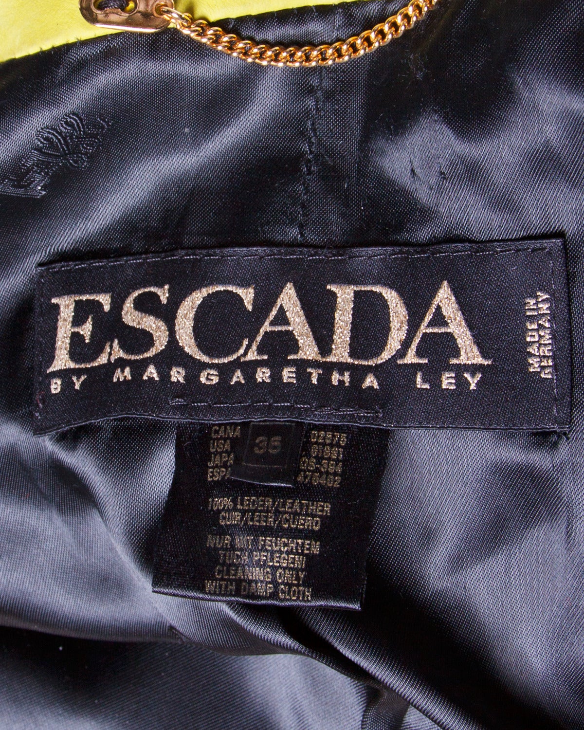 Women's Escada Vintage 1990s 90s Black Patent Leather Bomber Jacket with Green Trim