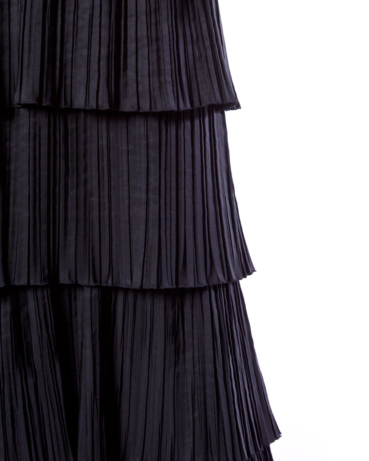 Louis Feraud Vintage Strapless Black Sculptural Origami Pleated Dress In Excellent Condition In Sparks, NV
