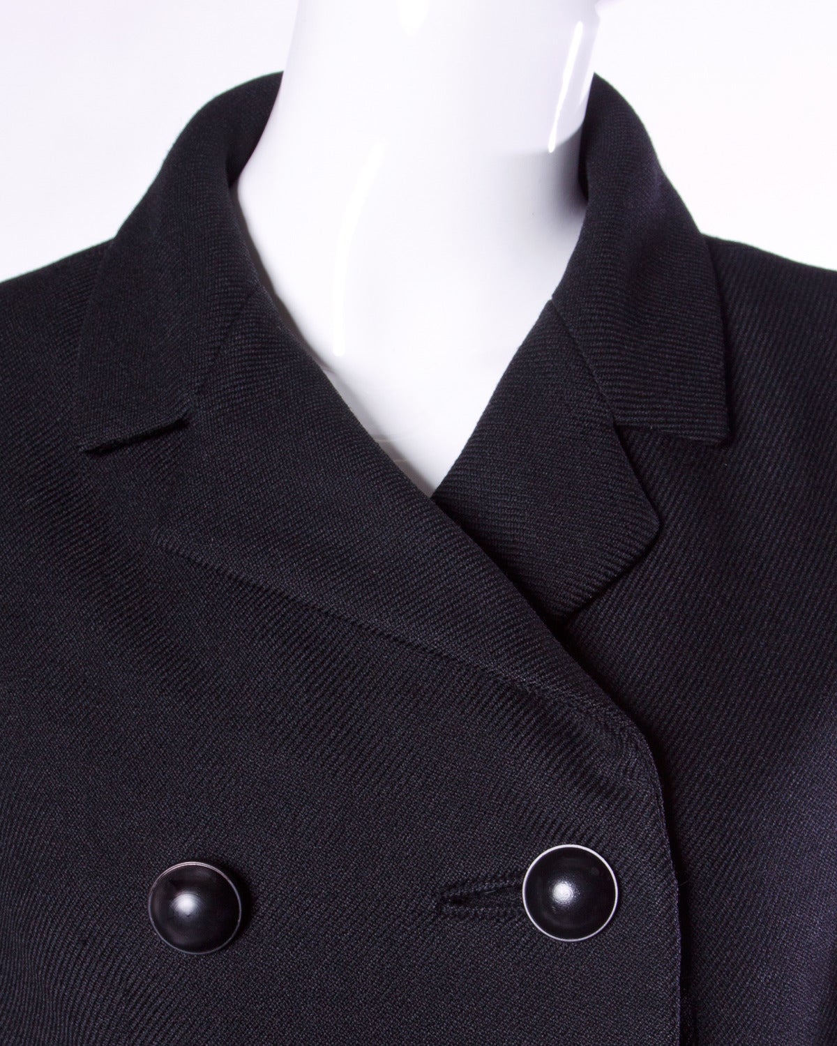 Christian Dior Vintage 1960er 60er Jahre unberührte schwarze Wolle Erbsenmantel im Angebot 1