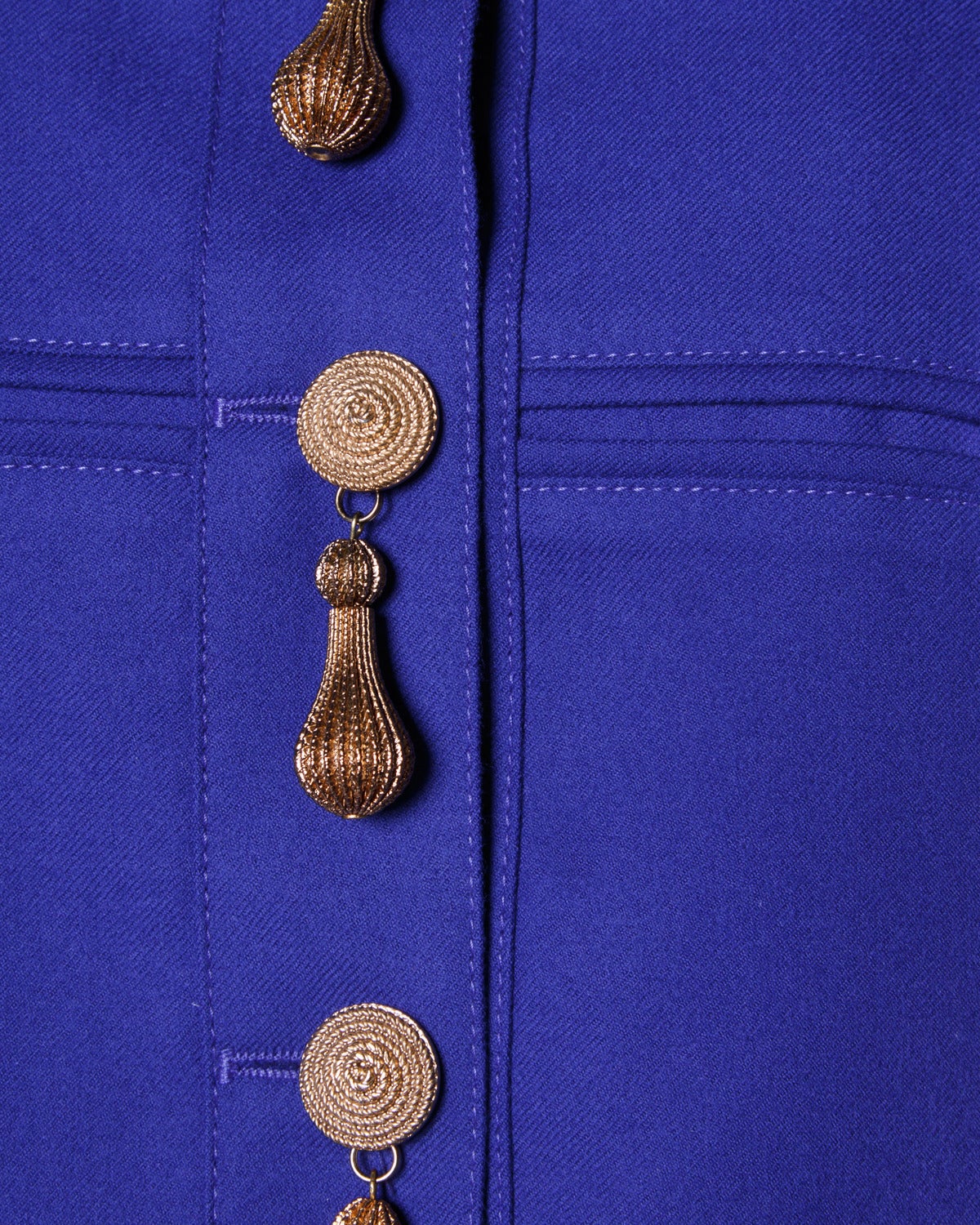 Purple Louis Feraud Vintage 1980s 80s Indigo Wool Military-Inspired Jacket