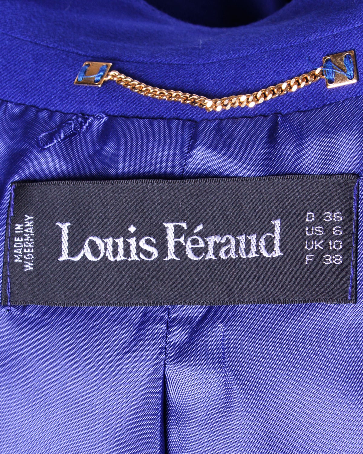 Women's Louis Feraud Vintage 1980s 80s Indigo Wool Military-Inspired Jacket