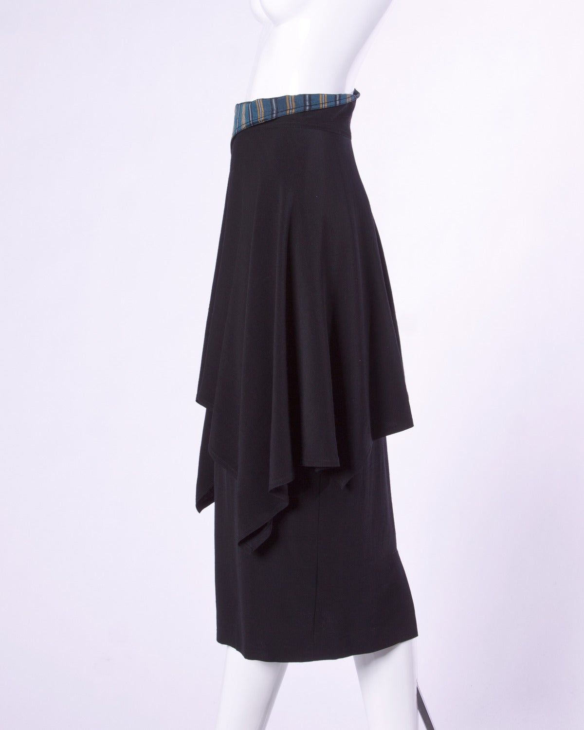 Women's Martine Sitbon Vintage 1990s 90s Black Avant Garde Peplum Skirt