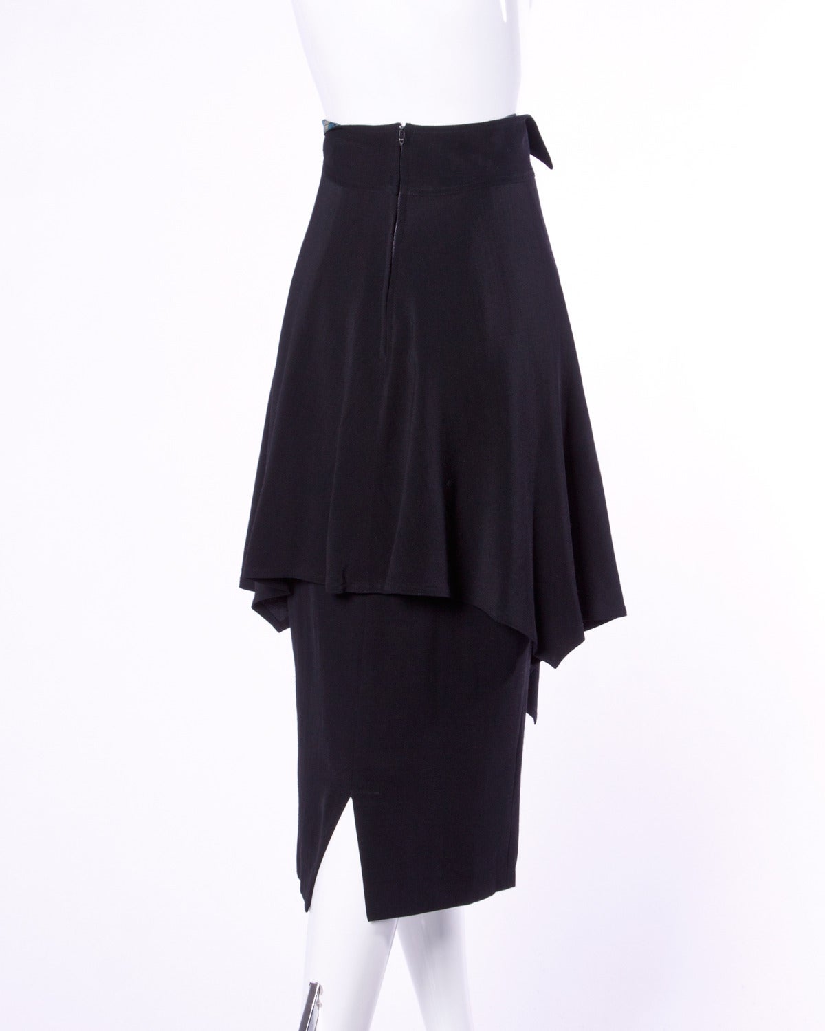 Martine Sitbon Vintage 1990s 90s Black Avant Garde Peplum Skirt 1