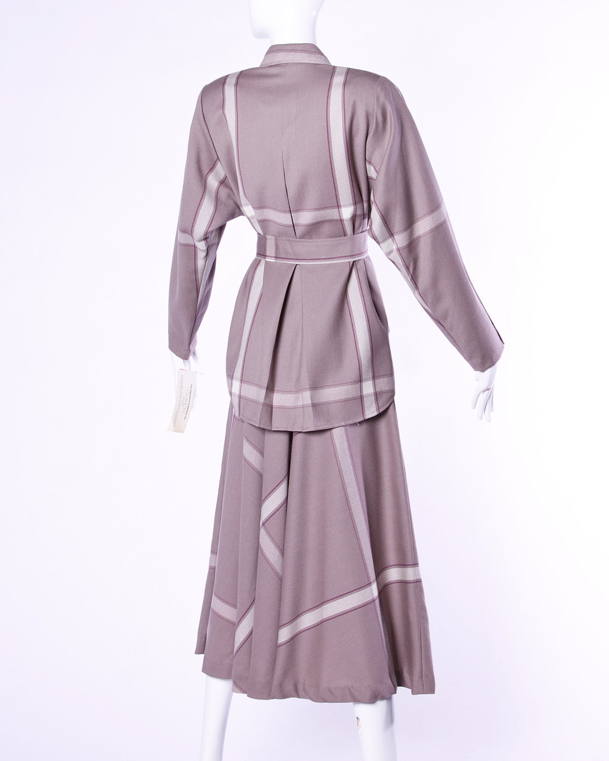 Women's Unworn Givenchy Vintage 3-Piece Plaid Wool Skirt, Top and Belt Ensemble