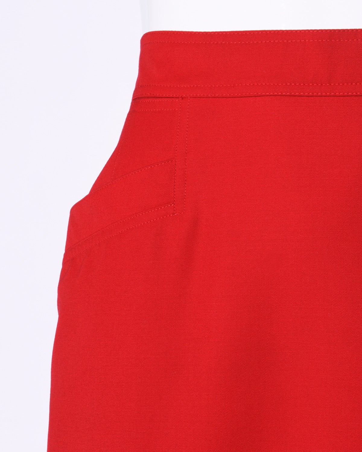 Krizia Vintage 1990s 90s Red Wool Pencil Skirt In Excellent Condition In Sparks, NV