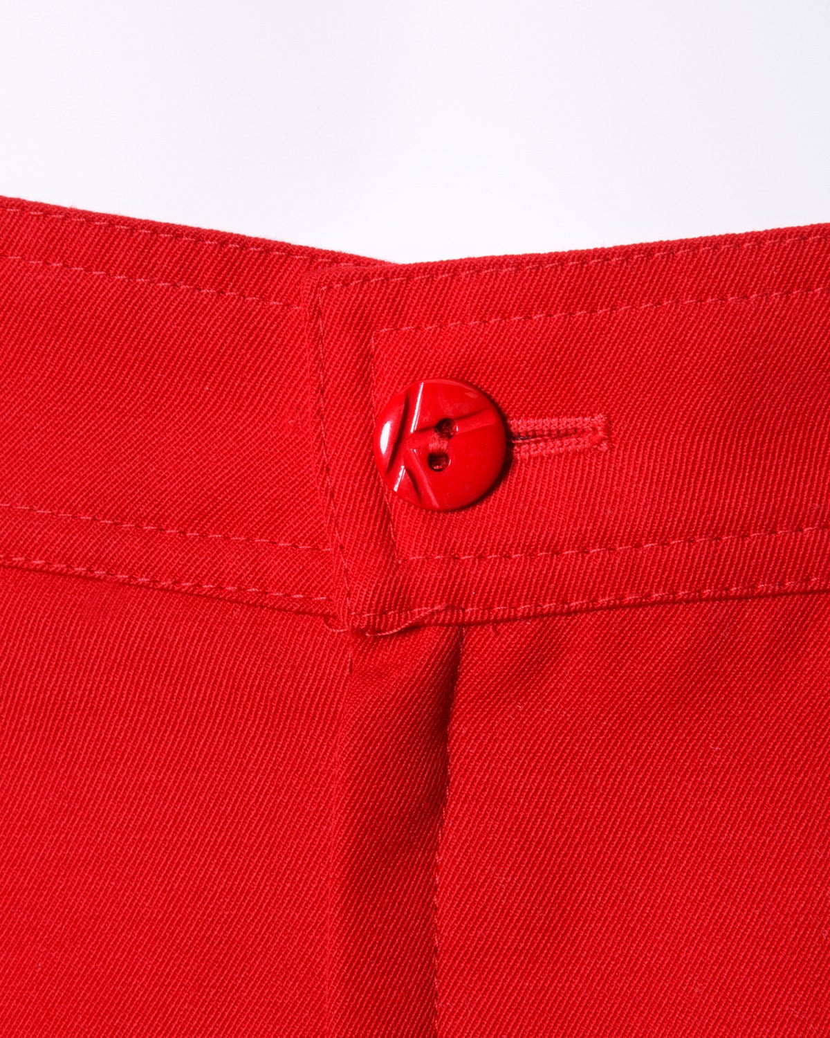 Krizia Vintage 1990s 90s Red Wool Pencil Skirt 1