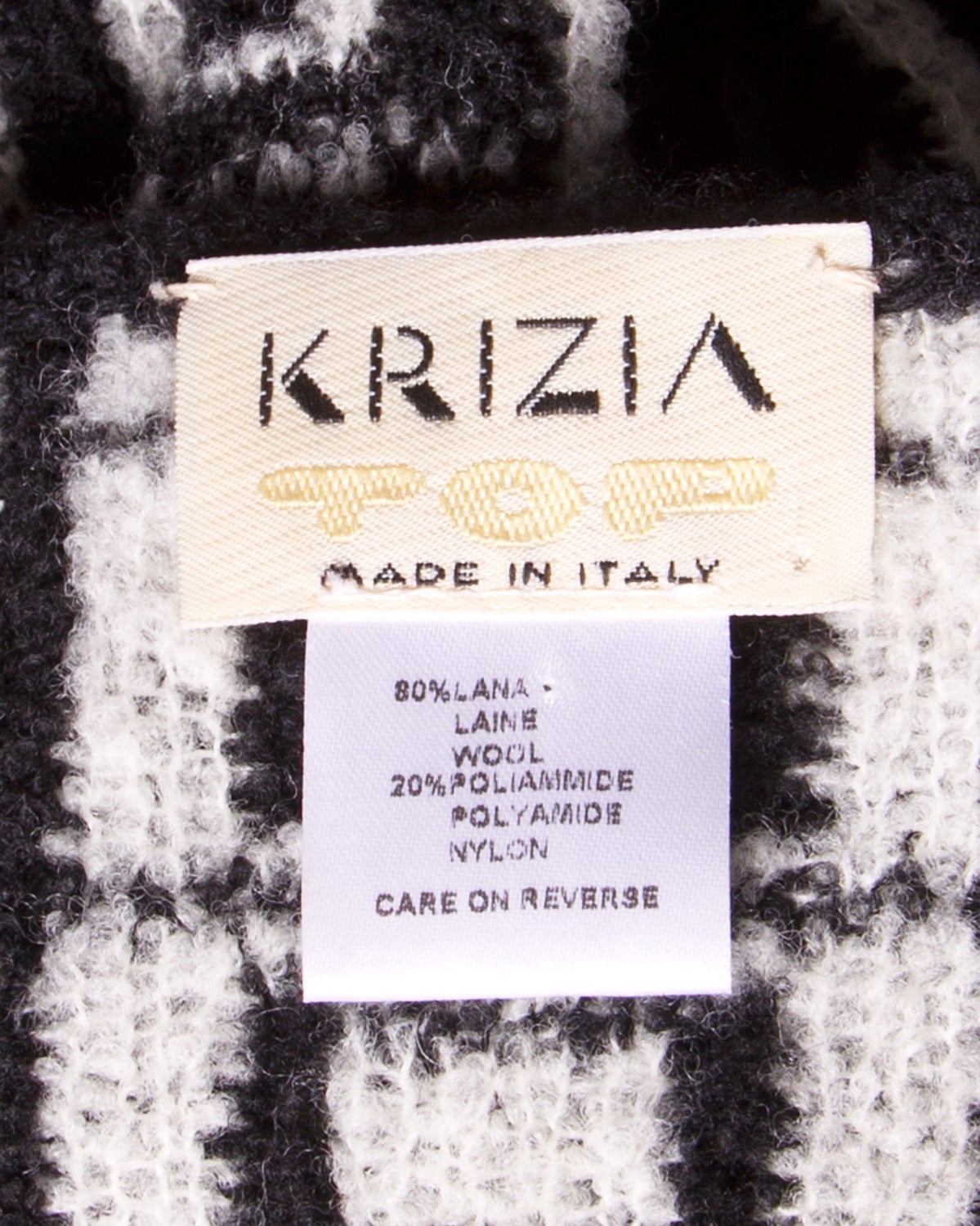 Krizia Vintage 1990s 90s Black + White Wool Geometric Graphic Knit Sweater 2