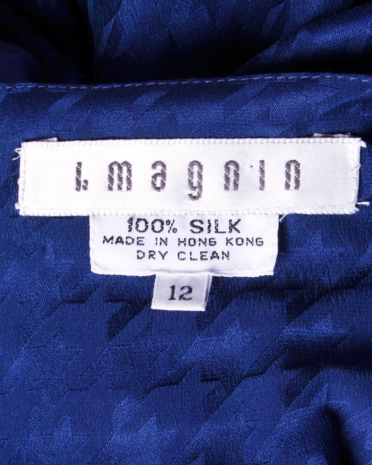 I. Magnin Vintage 1980s 80s Blue Color Block Silk Dress 1
