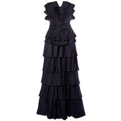 Louis Feraud Vintage Strapless Black Sculptural Origami Pleated Dress 6