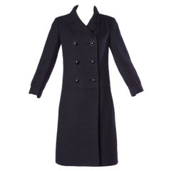 Christian Dior Vintage 1960s 60s Pristine Black Wool Pea Coat