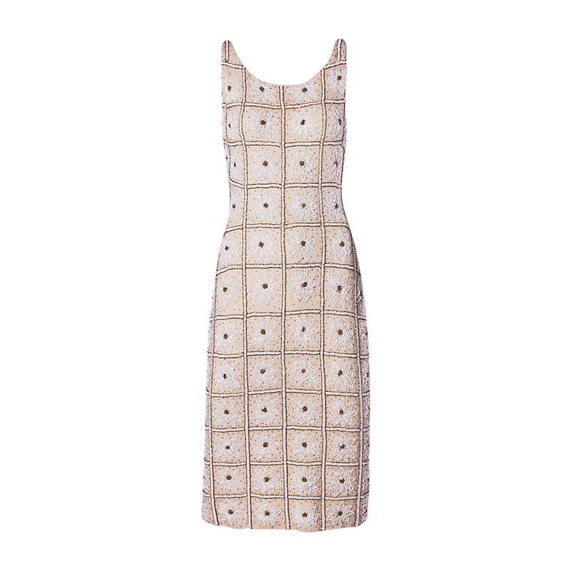 Vintage 1950s Metallic Silver Quilted Full Sweep Cocktail Dress at ...