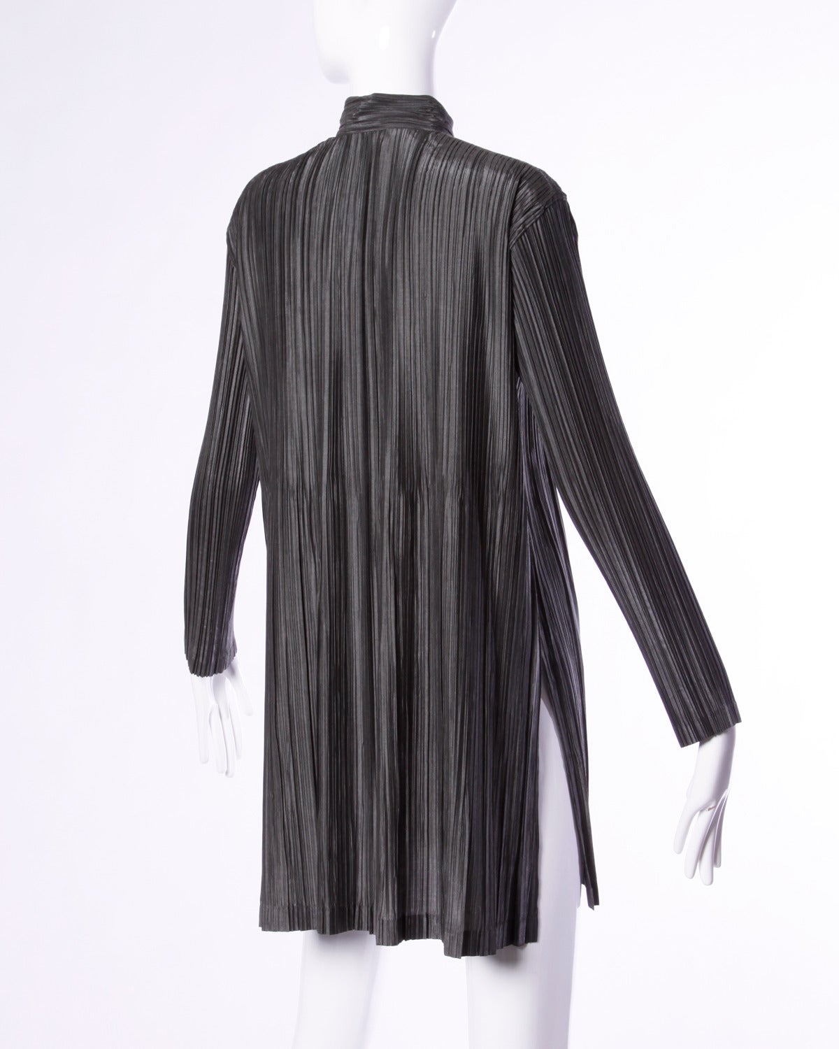 Issey Miyake Pleated Gray Tunic Dress or Button Up Top/ Blouse 1