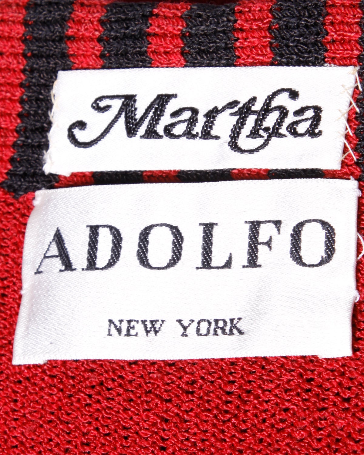Adolfo Vintage Red & Black Striped Knit Cardigan Sweater or Suit Jacket 2