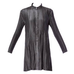 Issey Miyake Pleated Gray Tunic Dress or Button Up Top/ Blouse