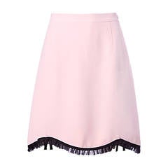 Moschino Vintage 1990s 90s Pink + Black Ruffle Scalloped Skirt