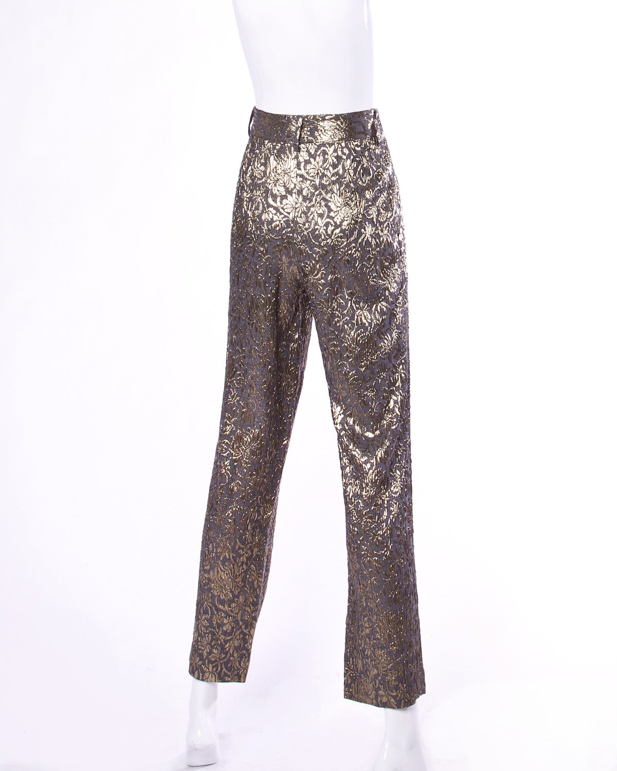 Women's Gianfranco Ferre Vintage 1990s 90s Metallic Brocade Pants