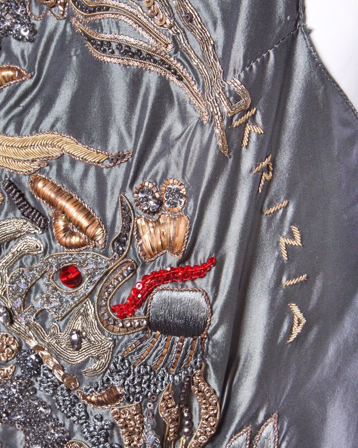 Krizia Vintage 1990s 90s Embroidered Dragon Silk Top + Pants Suit Ensemble 2