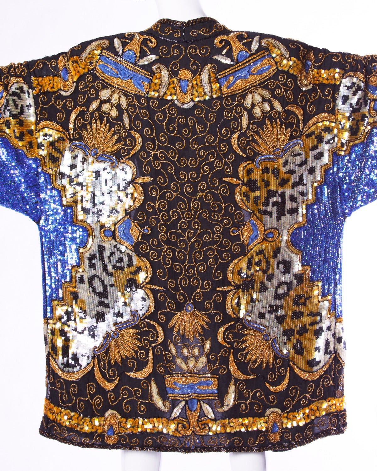Lillie Rubin Vintage 1980s 80s Sequin + Beaded Silk Kimono Jacket 1