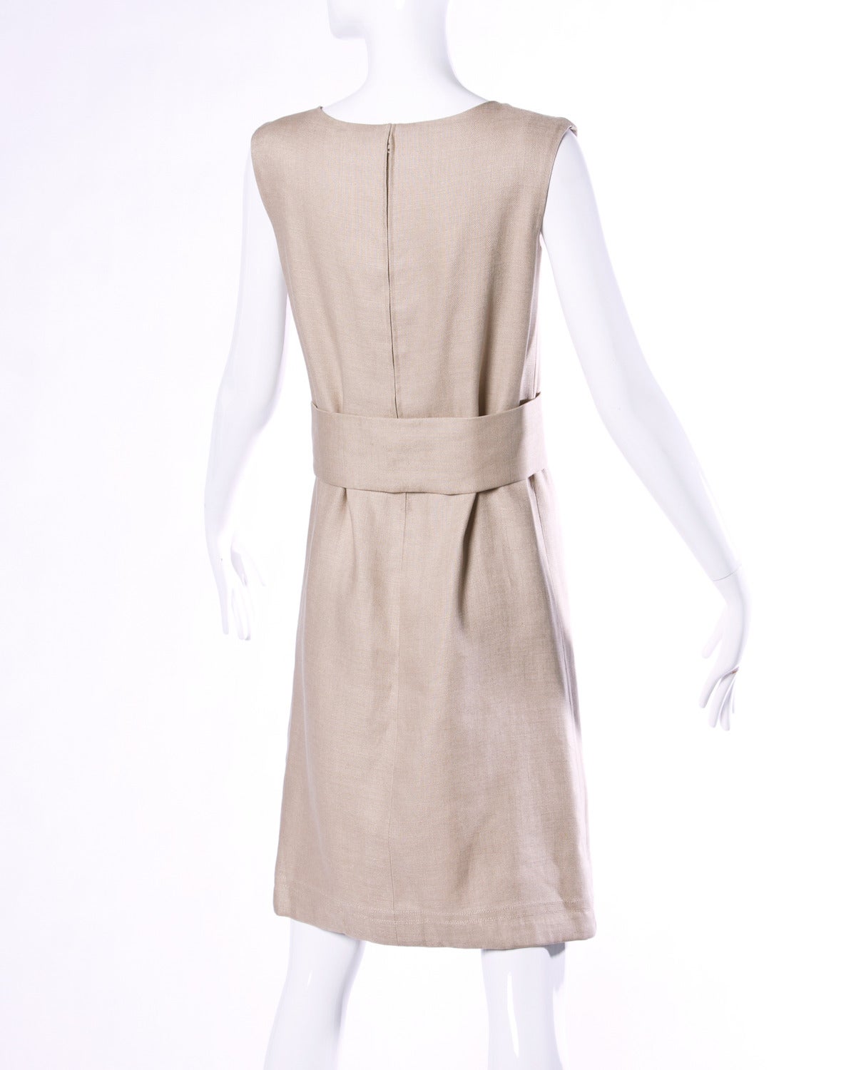 Norman Norell for I. Magnin Vintage 1960s 60s Linen Sheath Dress In Excellent Condition In Sparks, NV