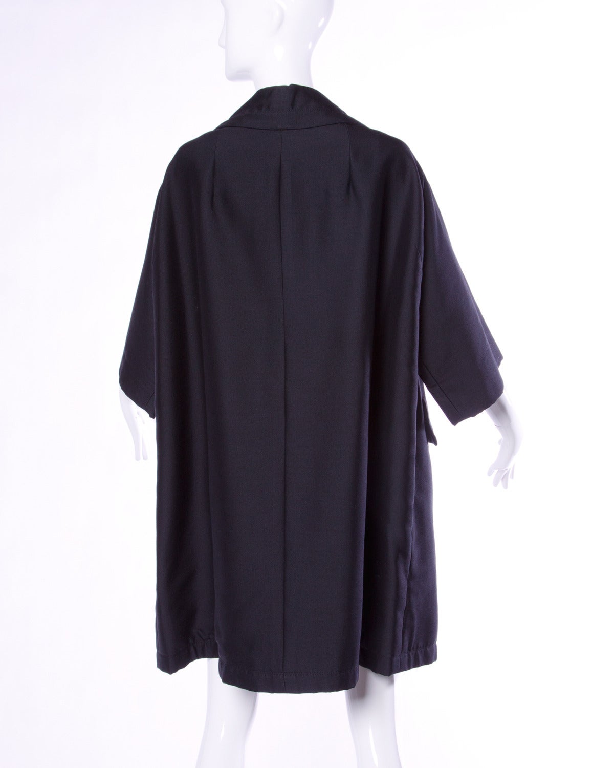 Philippe Tournaye Vintage 1960s 60s Black Wool Silk Swing Coat 2