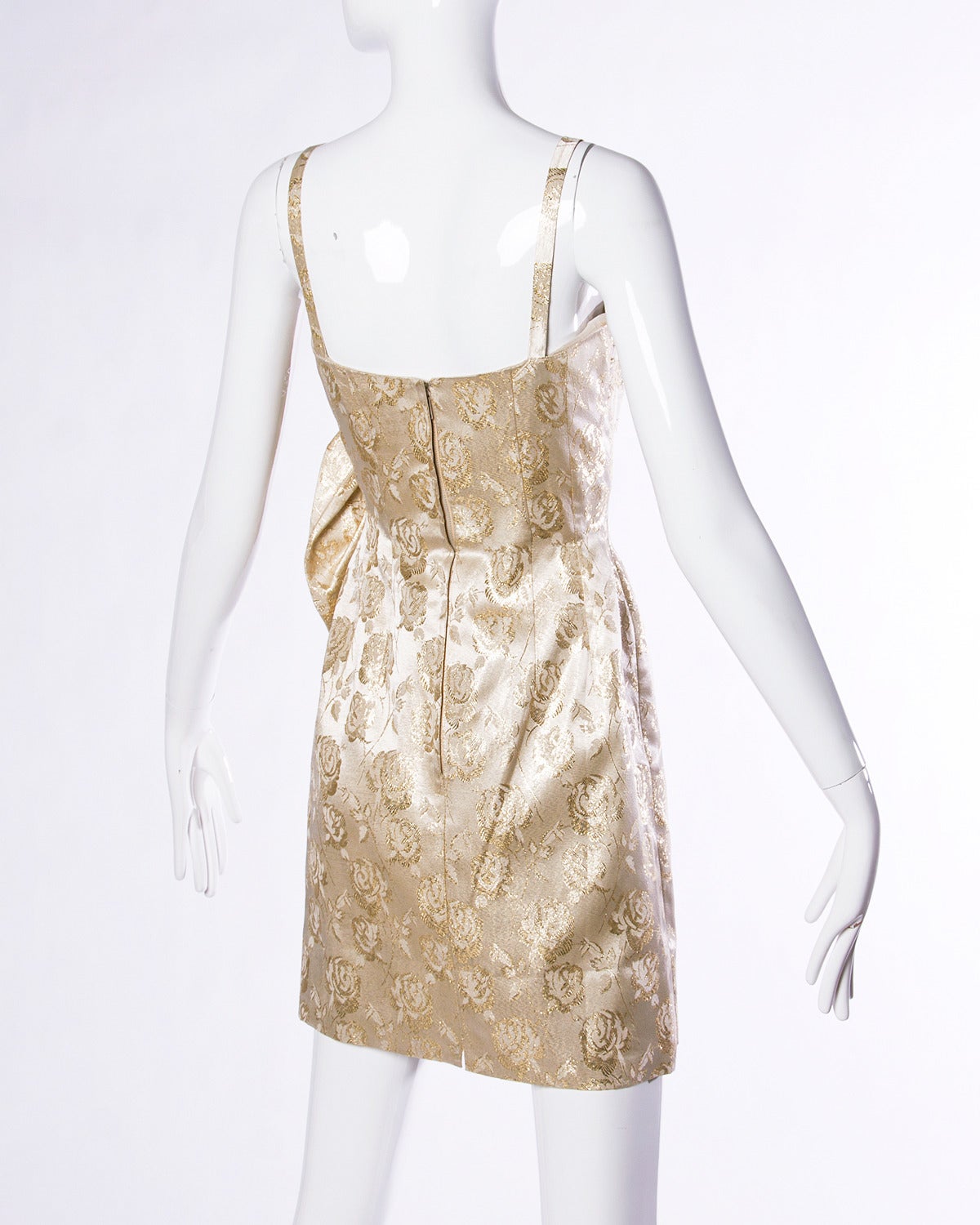 Reduced from $650. Sculptural metallic brocade cocktail dress by Lilli Diamond. Unique 