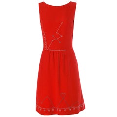 Iconic Moschino Vintage 1990s 90s "Love Charts + Graphs" Valentines Red Dress
