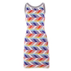 Christian Lacroix Vintage Geometric Striped Knit Body Con Dress 10