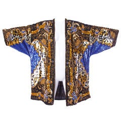 Lillie Rubin Vintage 1980s 80s Sequin + Beaded Silk Kimono Jacket