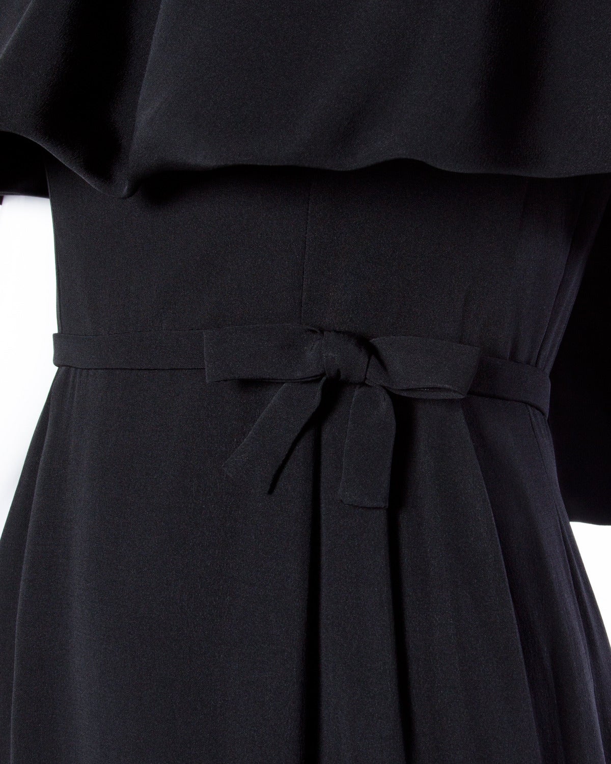 Nathan Strong Vintage 1960s 60s Black Silk Cocktail Dress with Capelet ...