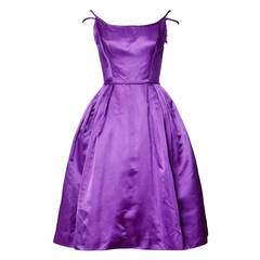 Minuet by Mollie Stone Vintage 1960s Purple Satin Cocktail Dress