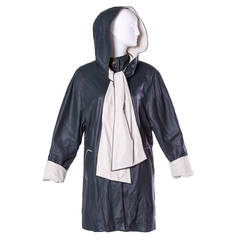 Escada by Margaretha Ley Vintage Black + White Leather Hooded Coat 5