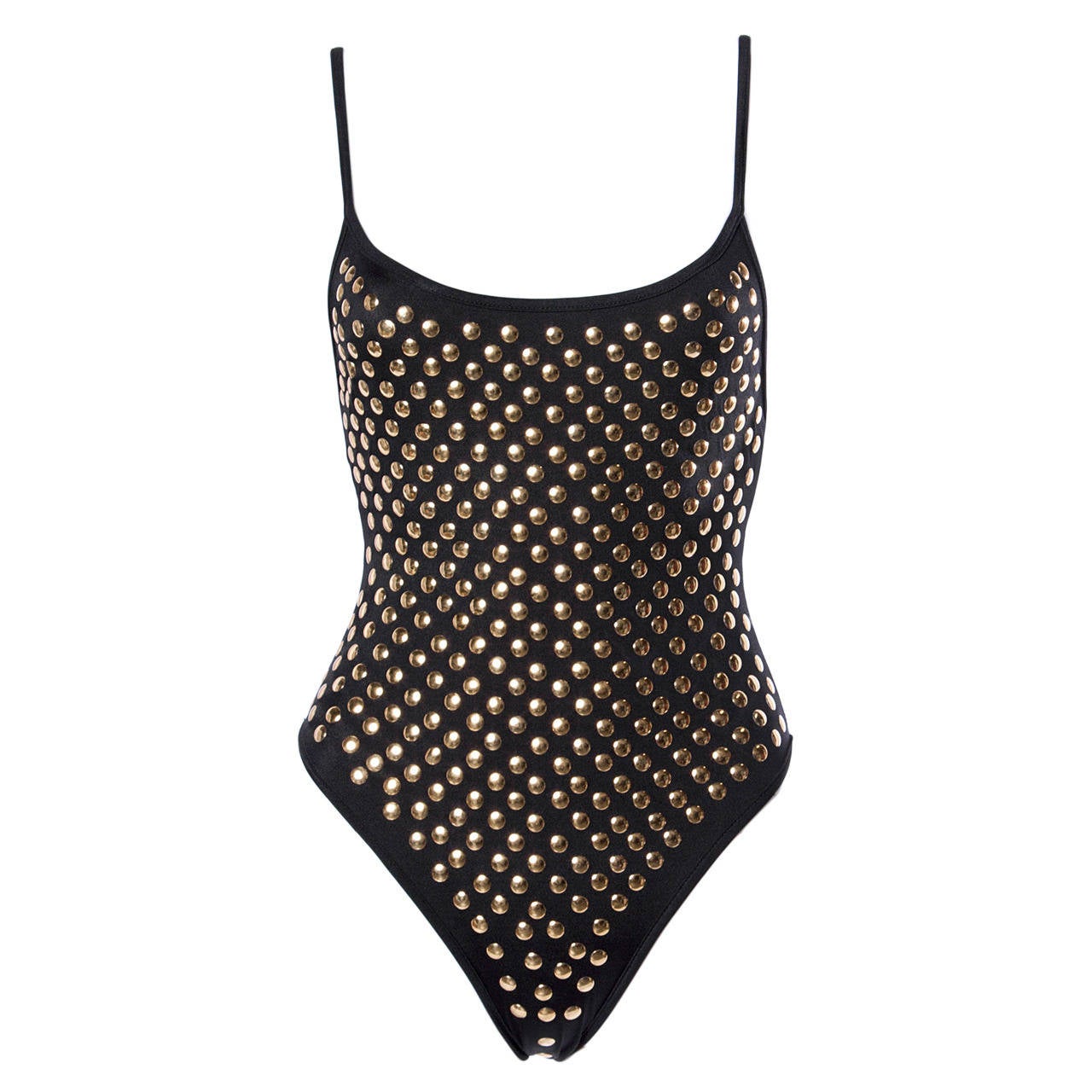 Unworn Moschino Mare Vintage Gold Studded Swimsuit or Bodysuit at ...