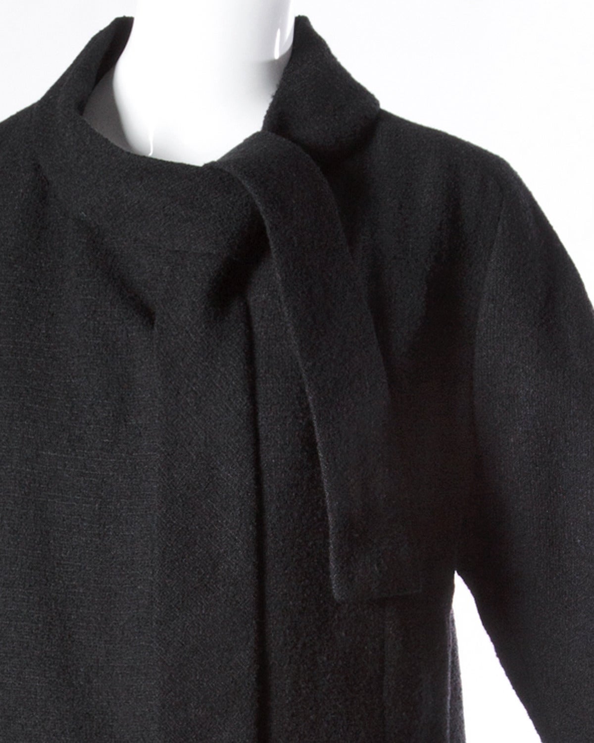 Jacques Tiffeau Vintage 1960s Black Wool + Silk Couture Jacket In Excellent Condition In Sparks, NV