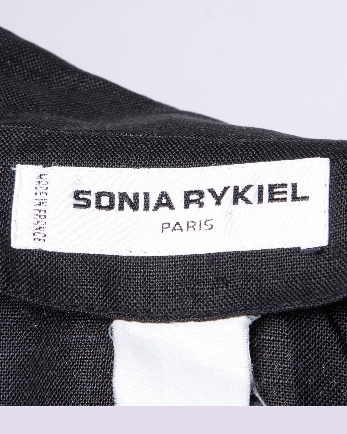 Sonia Rykiel Vintage Black Linen + Satin Jacket with Finger Print Buttons 2