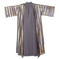 Lucie Ann Vintage 1970s Sheer Metallic Duster + Maxi Dress Ensemble