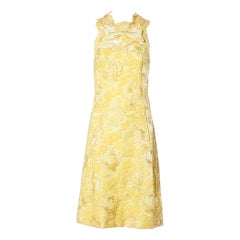 Mary Sach's Vintage Couture 1960s Metallic Yellow Lace Shift Dress