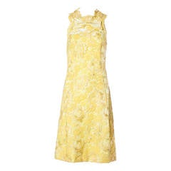 Mary Sach's Vintage Couture 1960s Metallic Yellow Lace Shift Dress 8