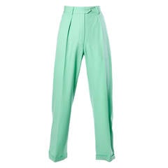 Escada Vintage 1990s 90s Mint Green High Waisted Wool Trousers 5