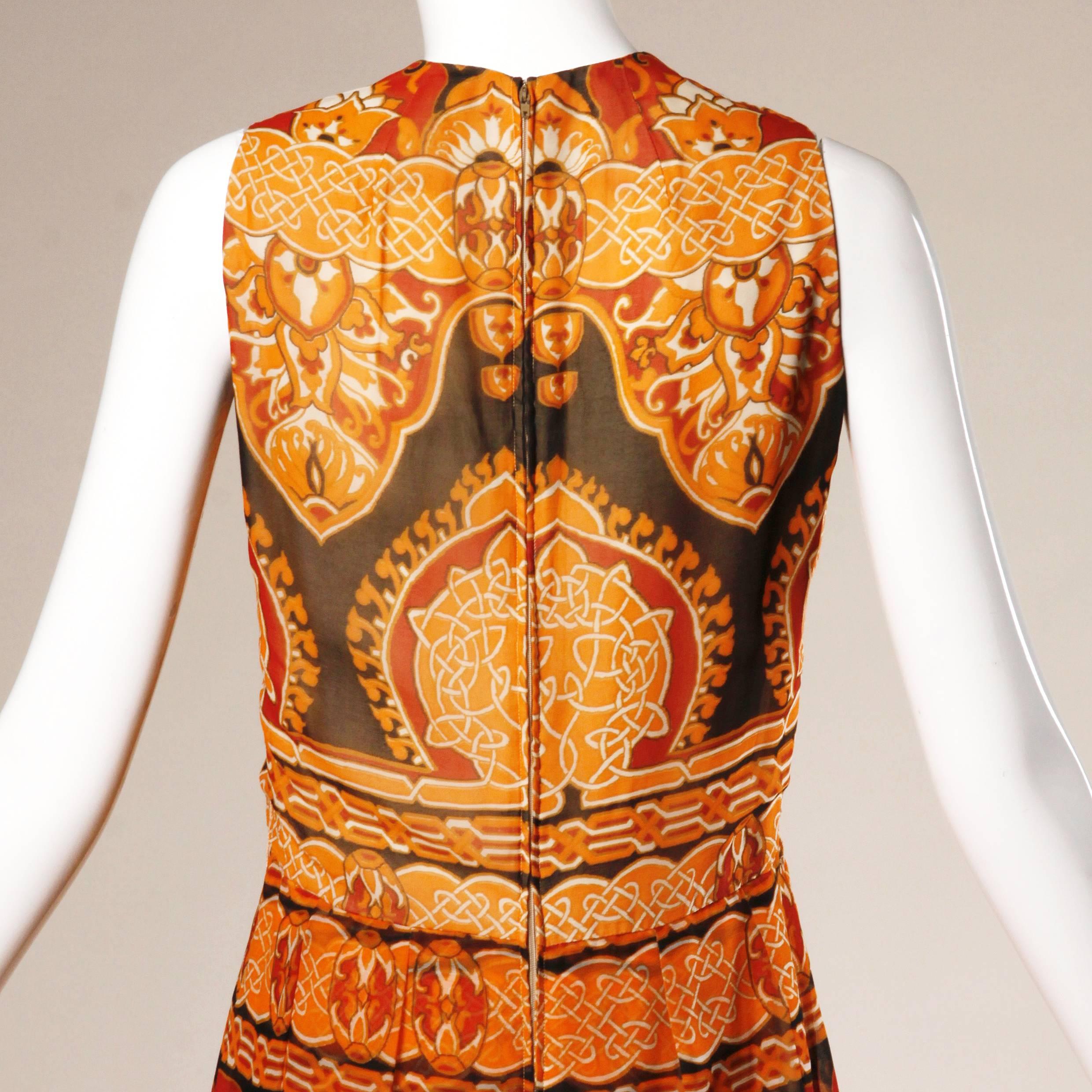 Women's 1960s Geoffrey Beene Vintage Silk Art Nouveau Print Dress
