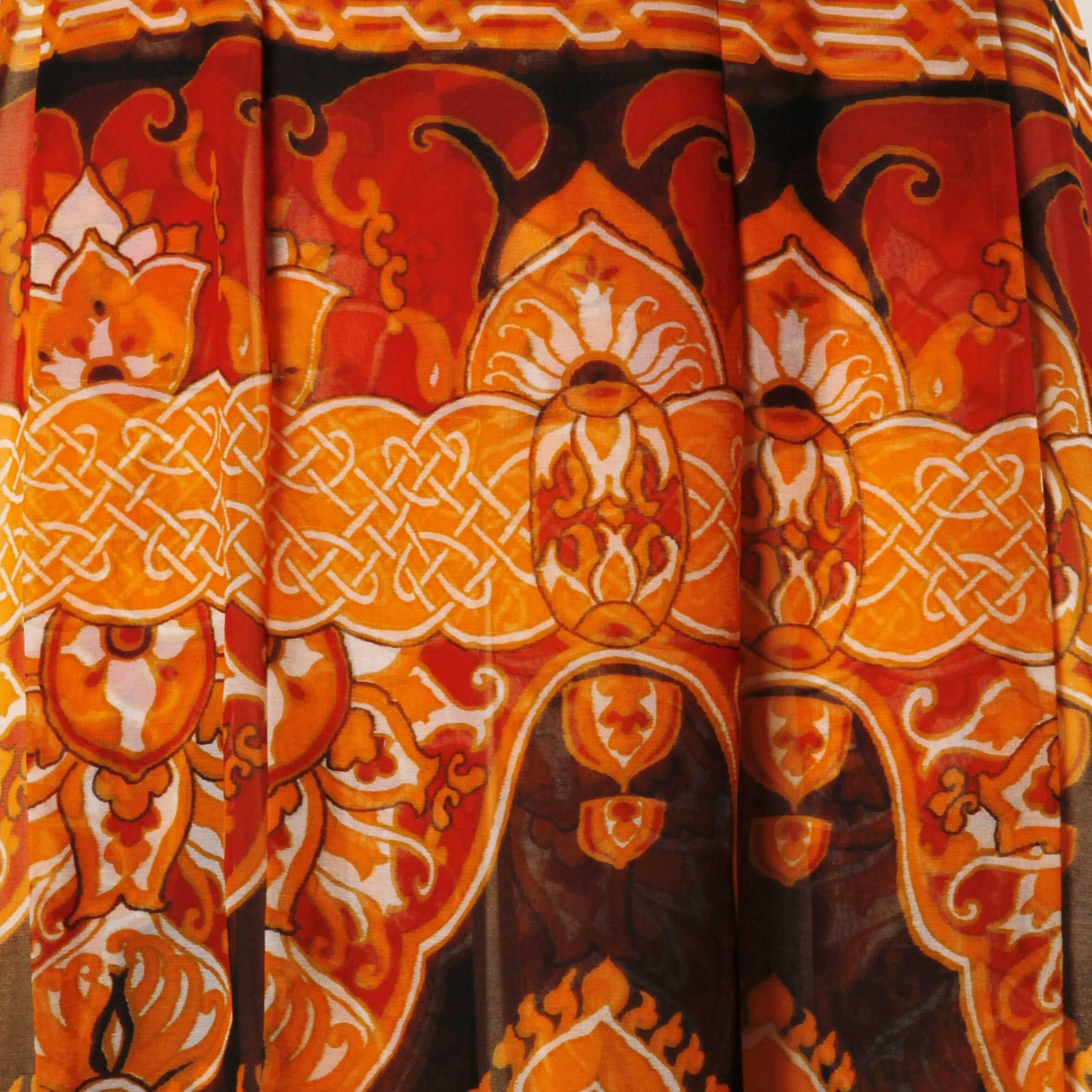 1960s Geoffrey Beene Vintage Silk Art Nouveau Print Dress 1