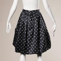 Loris Azzaro Vintage Polka Dot Origami Pleated Peplum Skirt